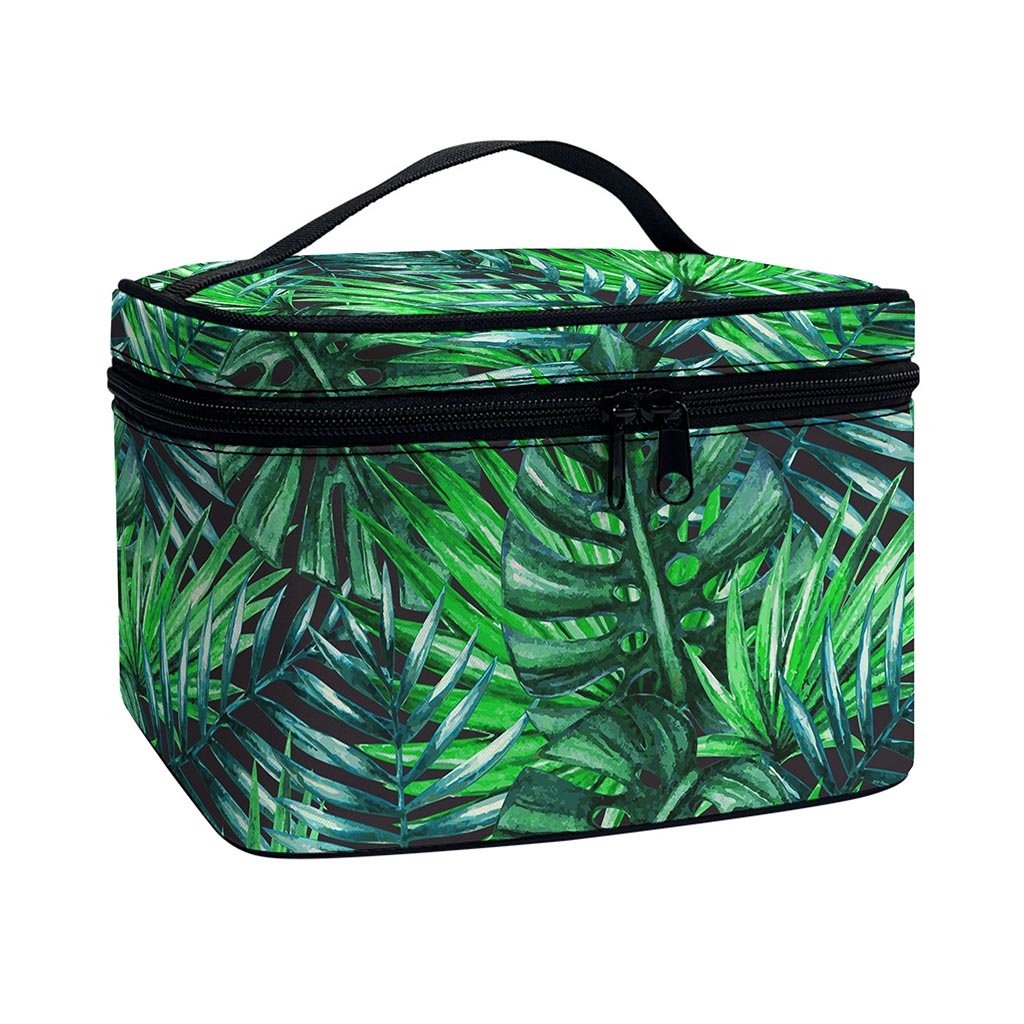 Watercolor Tropical Leaves Pattern Print Travel Makeup Bag