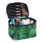 Watercolor Tropical Leaves Pattern Print Travel Makeup Bag