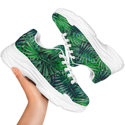 Watercolor Tropical Leaves Pattern Print White Chunky Shoes