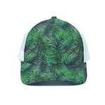 Watercolor Tropical Leaves Pattern Print White Mesh Trucker Cap