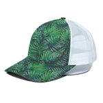 Watercolor Tropical Leaves Pattern Print White Mesh Trucker Cap