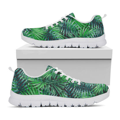 Watercolor Tropical Leaves Pattern Print White Running Shoes