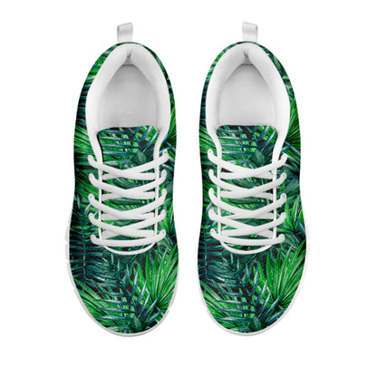 Watercolor Tropical Leaves Pattern Print White Running Shoes
