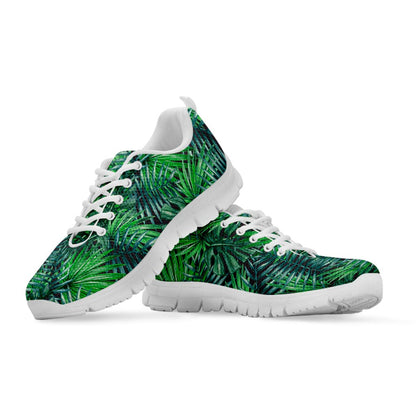 Watercolor Tropical Leaves Pattern Print White Running Shoes