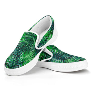 Watercolor Tropical Leaves Pattern Print White Slip On Sneakers