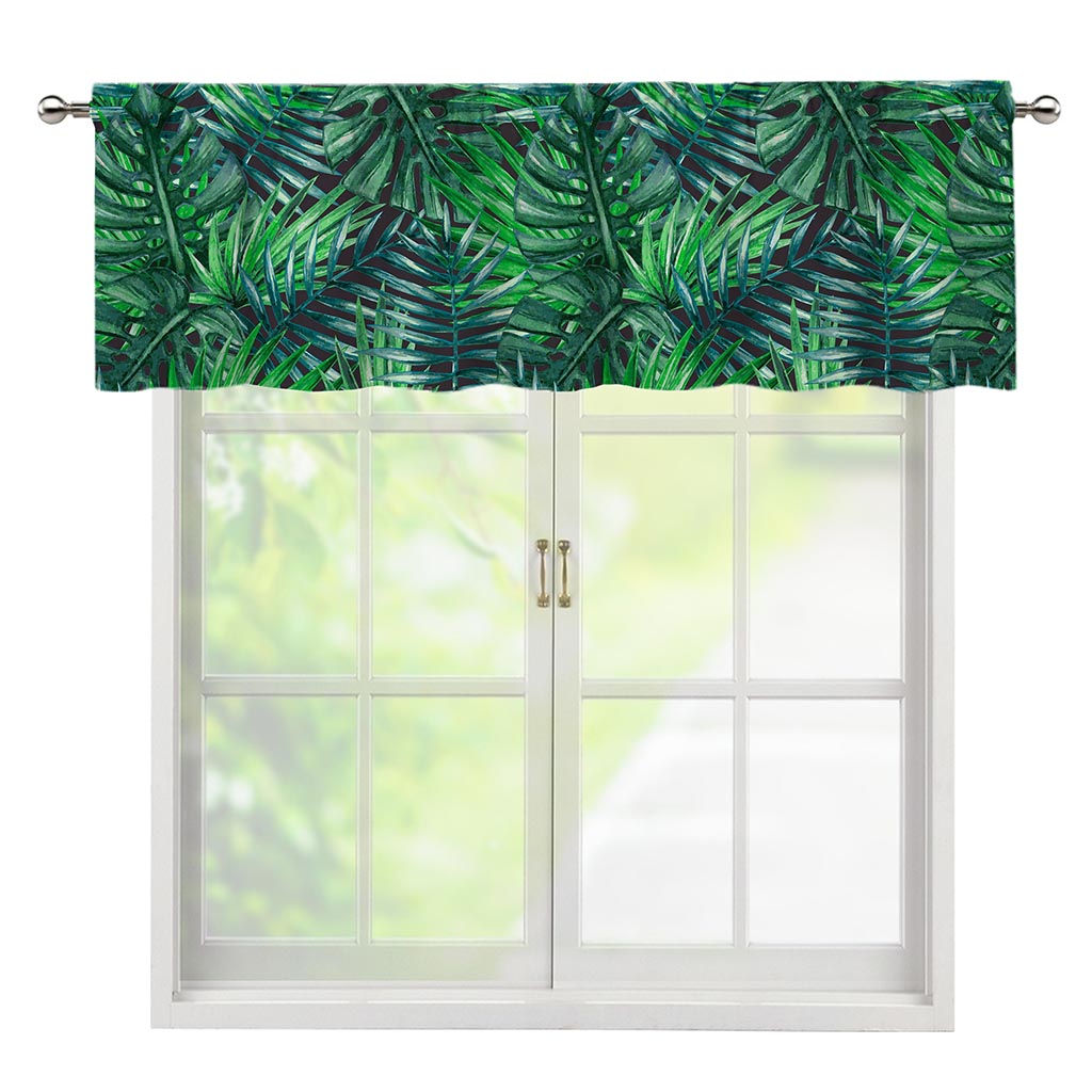 Watercolor Tropical Leaves Pattern Print Window Valance