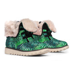 Watercolor Tropical Leaves Pattern Print Winter Boots