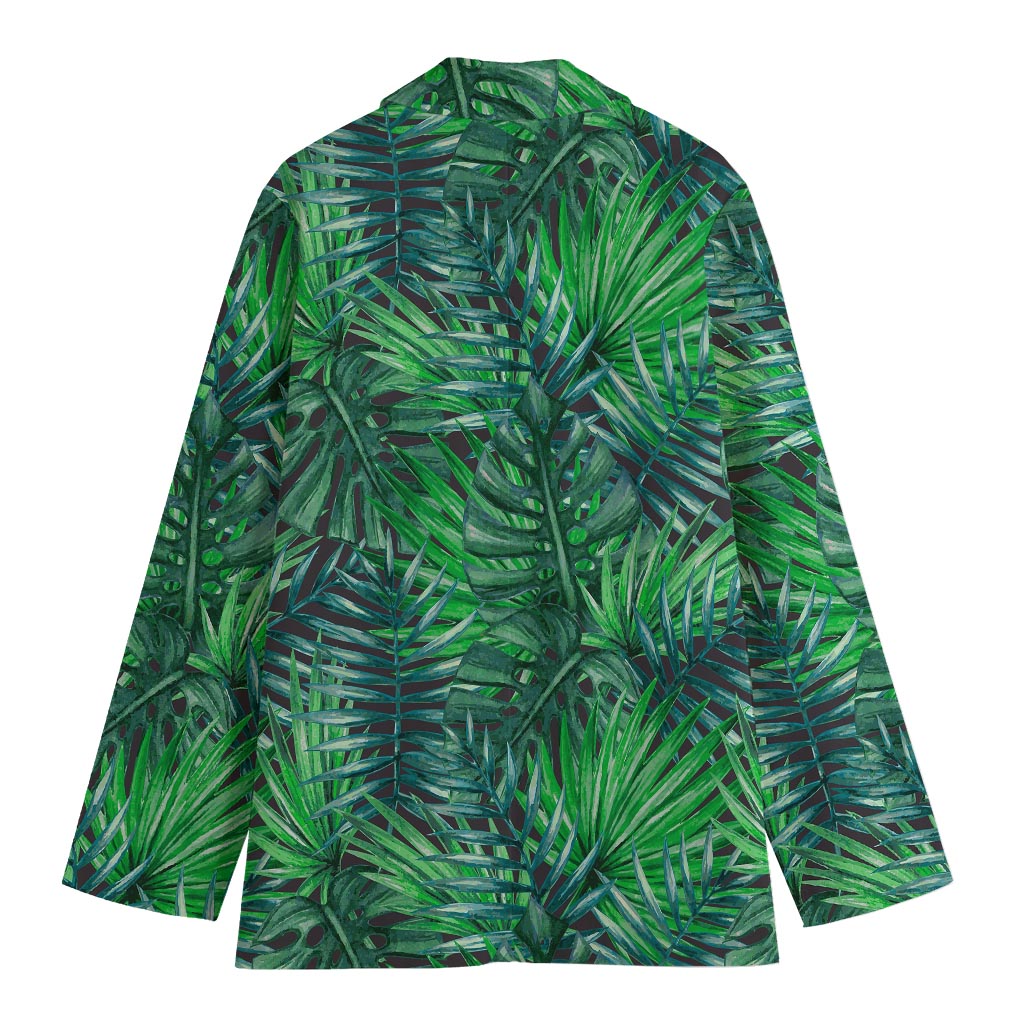 Watercolor Tropical Leaves Pattern Print Women's Blazer