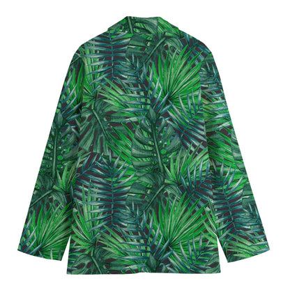 Watercolor Tropical Leaves Pattern Print Women's Blazer