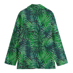 Watercolor Tropical Leaves Pattern Print Women's Cotton Blazer