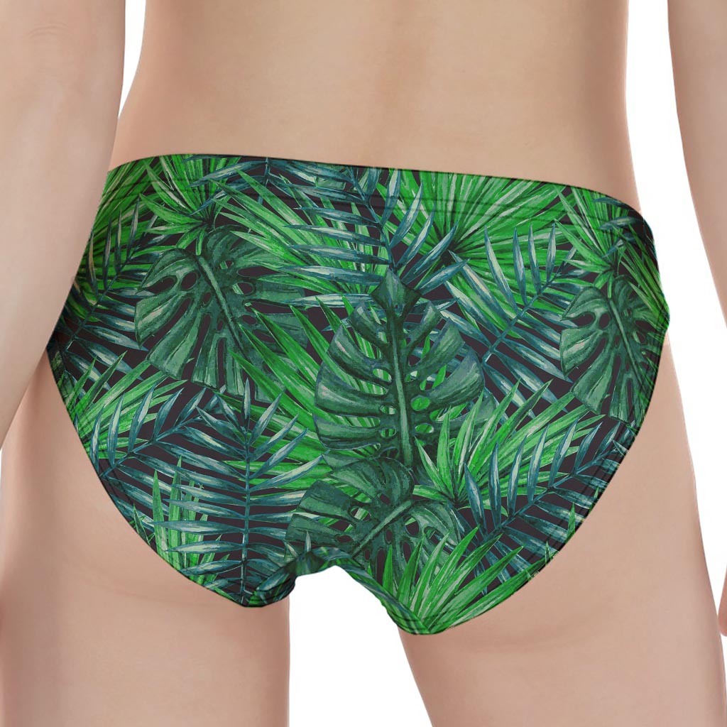 Watercolor Tropical Leaves Pattern Print Women's Panties