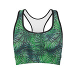 Watercolor Tropical Leaves Pattern Print Women's Sports Bra