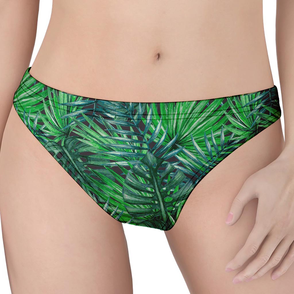 Watercolor Tropical Leaves Pattern Print Women's Thong