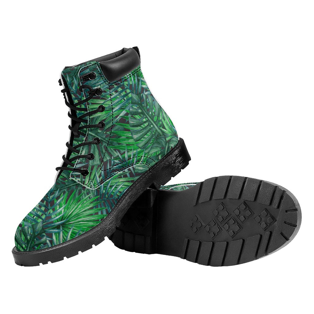 Watercolor Tropical Leaves Pattern Print Work Boots