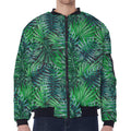 Watercolor Tropical Leaves Pattern Print Zip Sleeve Bomber Jacket