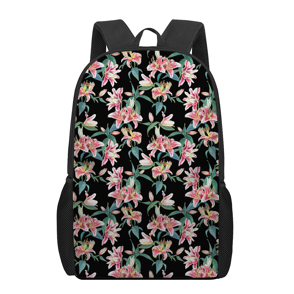 Watercolor Tropical Lily Pattern Print 17 Inch Backpack