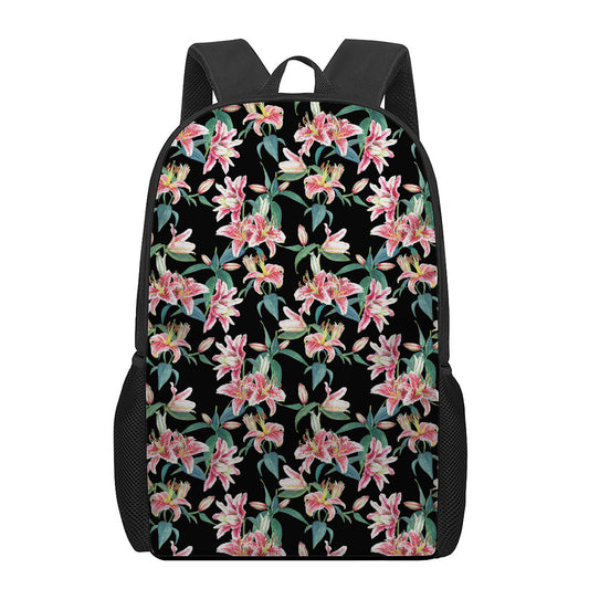 Watercolor Tropical Lily Pattern Print 17 Inch Backpack