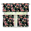Watercolor Tropical Lily Pattern Print 3 Piece Kitchen Curtains