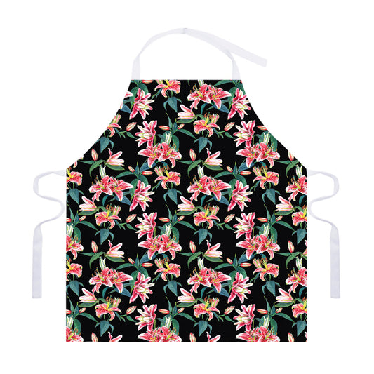 Watercolor Tropical Lily Pattern Print Adjustable Apron