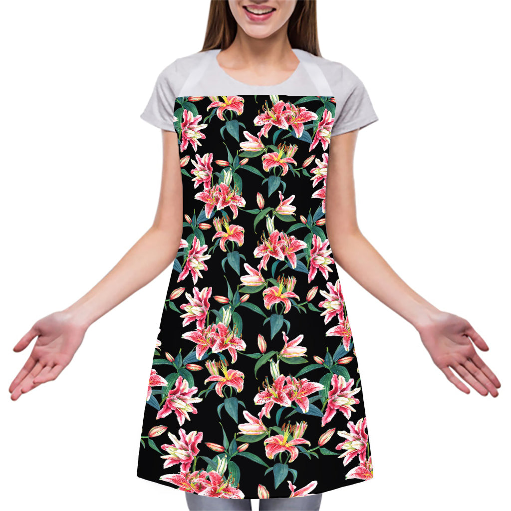 Watercolor Tropical Lily Pattern Print Adjustable Apron