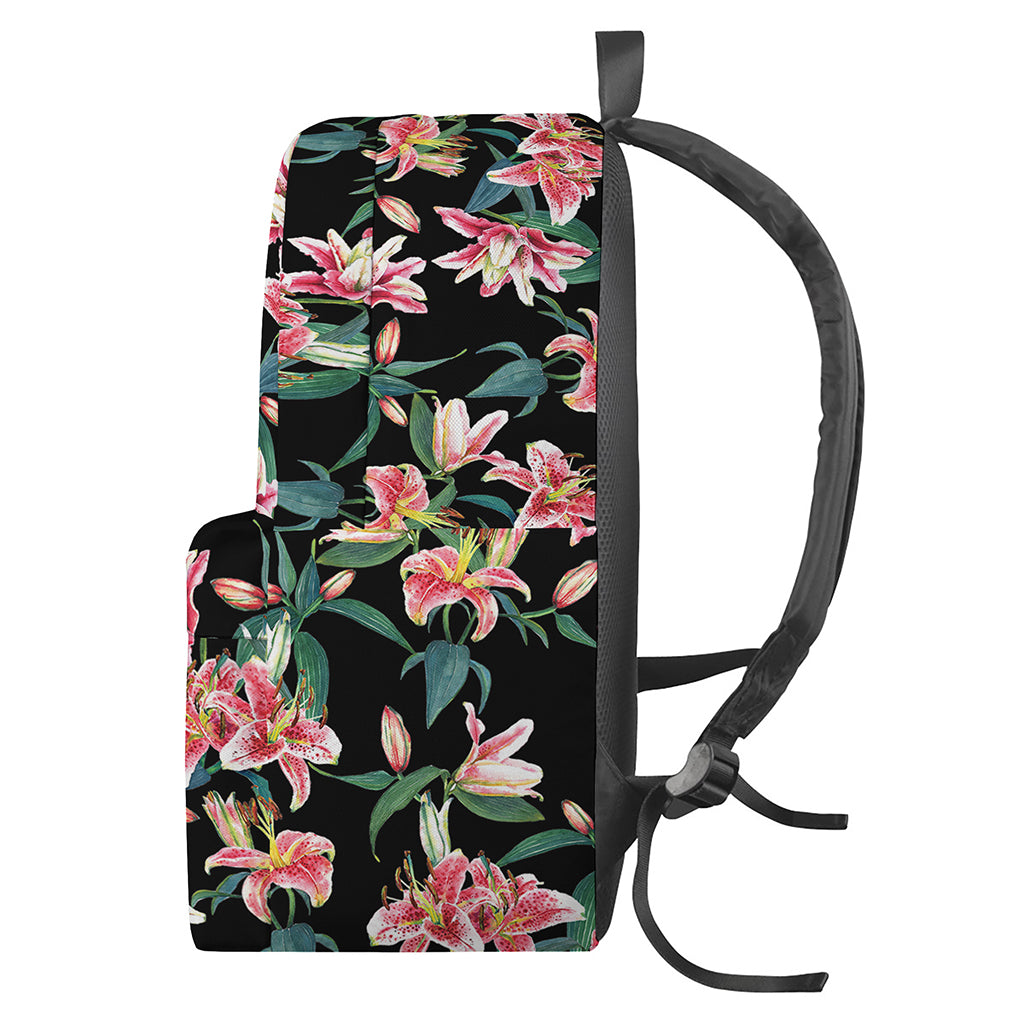 Watercolor Tropical Lily Pattern Print Backpack