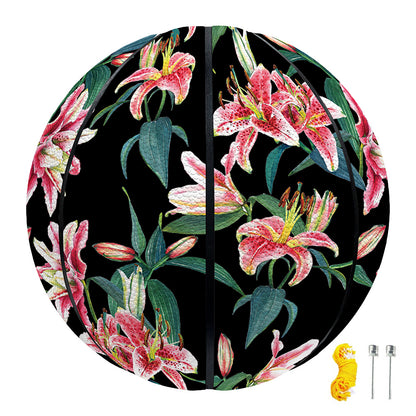Watercolor Tropical Lily Pattern Print Basketball