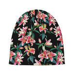 Watercolor Tropical Lily Pattern Print Beanie