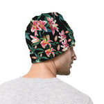 Watercolor Tropical Lily Pattern Print Beanie