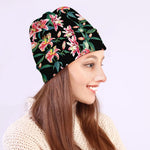 Watercolor Tropical Lily Pattern Print Beanie