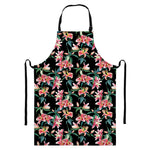 Watercolor Tropical Lily Pattern Print Bib Apron With Pocket