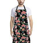 Watercolor Tropical Lily Pattern Print Bib Apron With Pocket