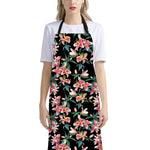 Watercolor Tropical Lily Pattern Print Bib Apron With Pocket