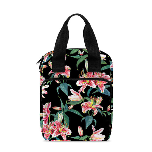 Watercolor Tropical Lily Pattern Print Bible Tote Bag