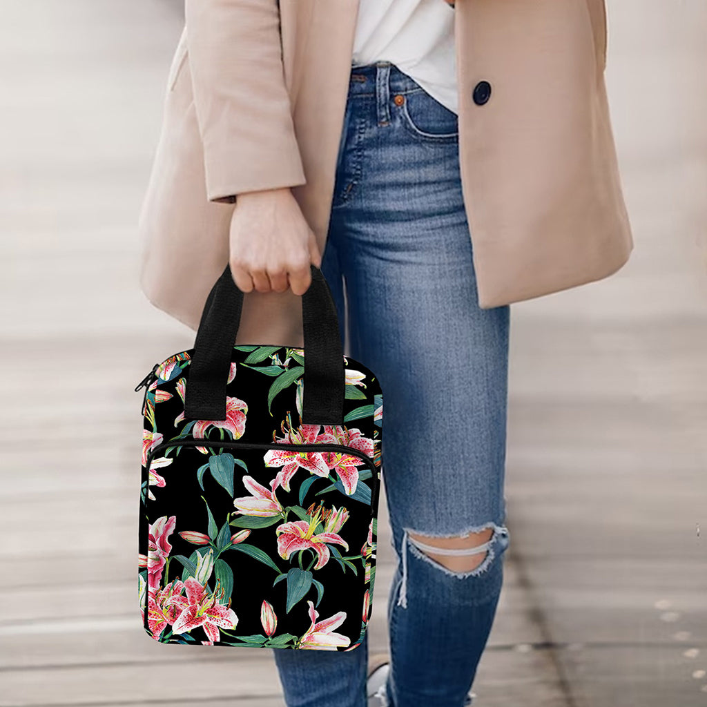 Watercolor Tropical Lily Pattern Print Bible Tote Bag