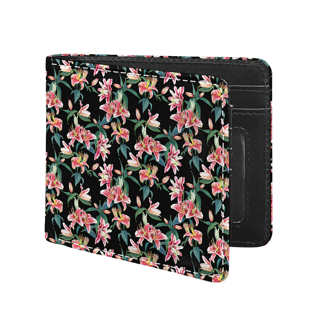 Watercolor Tropical Lily Pattern Print Bifold Wallet