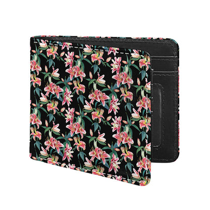 Watercolor Tropical Lily Pattern Print Bifold Wallet