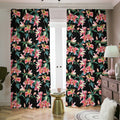 Watercolor Tropical Lily Pattern Print Dimout Pencil Pleat Curtains