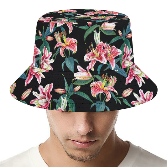 Watercolor Tropical Lily Pattern Print Bucket Hat