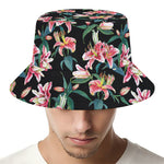 Watercolor Tropical Lily Pattern Print Bucket Hat
