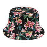 Watercolor Tropical Lily Pattern Print Bucket Hat