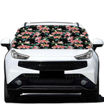 Watercolor Tropical Lily Pattern Print Car Windshield Snow Cover