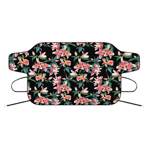 Watercolor Tropical Lily Pattern Print Car Windshield Snow Cover