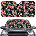 Watercolor Tropical Lily Pattern Print Car Windshield Sun Shade