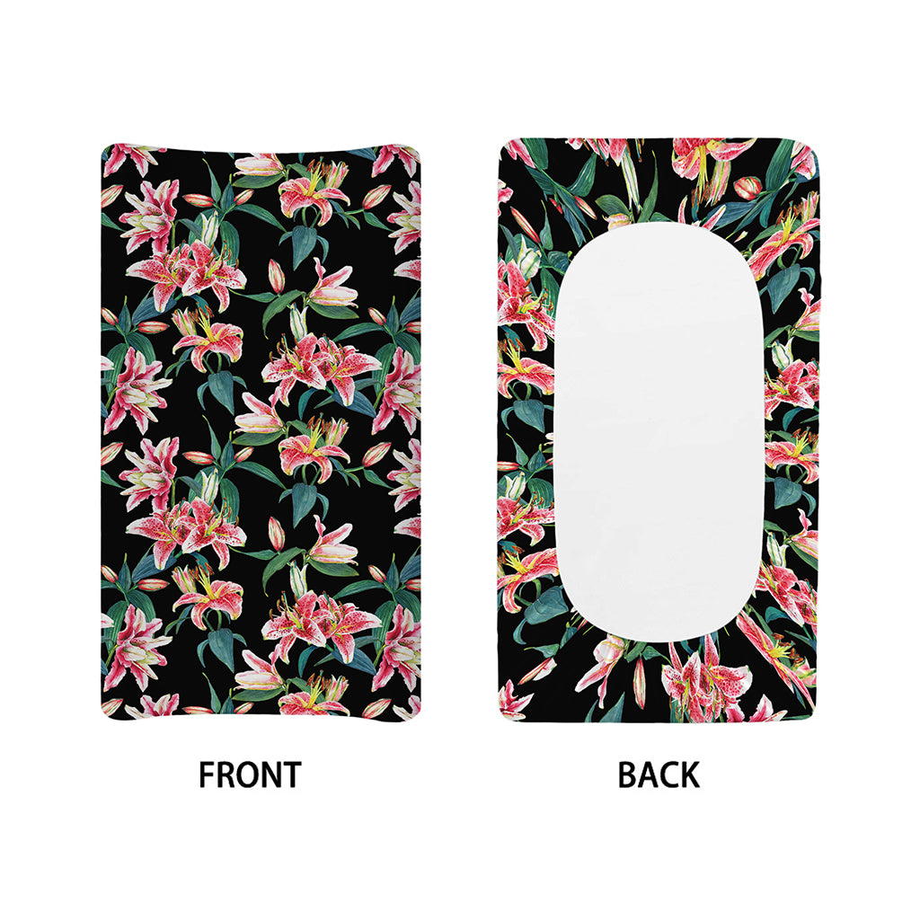 Watercolor Tropical Lily Pattern Print Changing Pad Cover