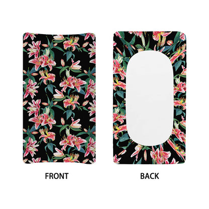 Watercolor Tropical Lily Pattern Print Changing Pad Cover