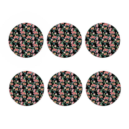 Watercolor Tropical Lily Pattern Print Coaster Set