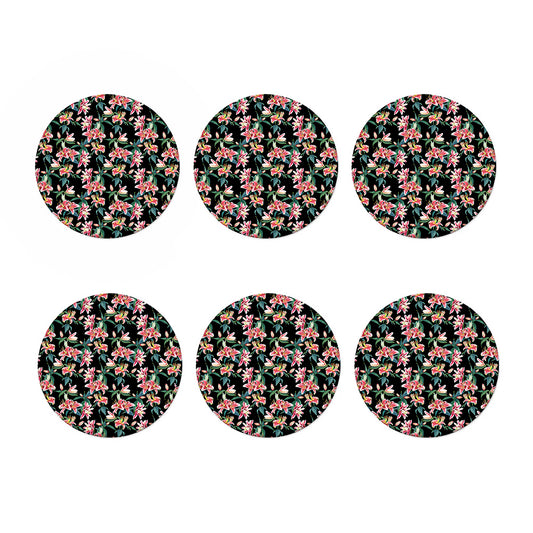 Watercolor Tropical Lily Pattern Print Coaster Set