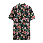Watercolor Tropical Lily Pattern Print Cotton Hawaiian Shirt
