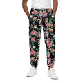 Watercolor Tropical Lily Pattern Print Cotton Sweatpants