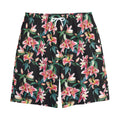 Watercolor Tropical Lily Pattern Print Cotton Shorts